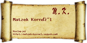 Matzek Kornél névjegykártya